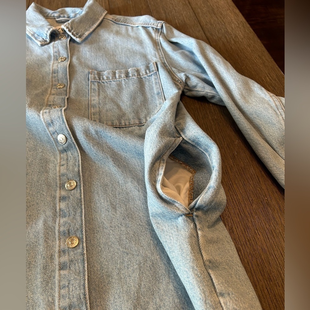 Zara Women’s Oversized Denim Shirt Dress. Size M-L Front Pocket. - Picture 5 of 9